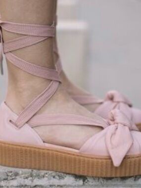Women’s Fenty Puma x Rihanna Creeper Pink Ballet Lace-Up Platform Sandals